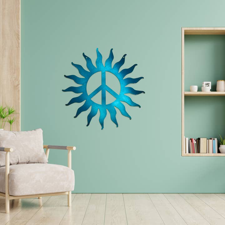 Riverside Designs - Wholesale Wall Accent - Peace Sign Sun Metal Wall Art | Indoor & Outdoor Home Décor