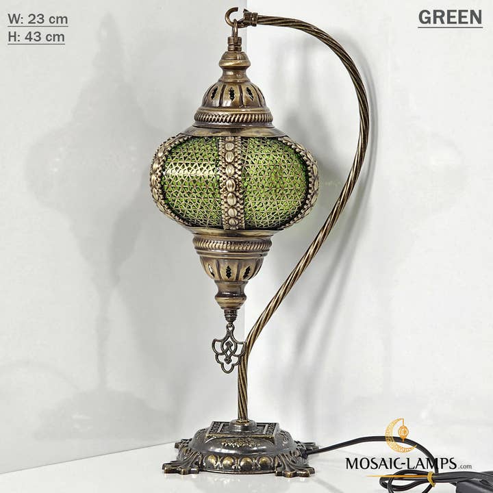 Mosaic Lamps - Wholesale Accent/Desk Lamp - Syrian Swan Neck Table Lamp, Gooseneck Perforated Metal Desk