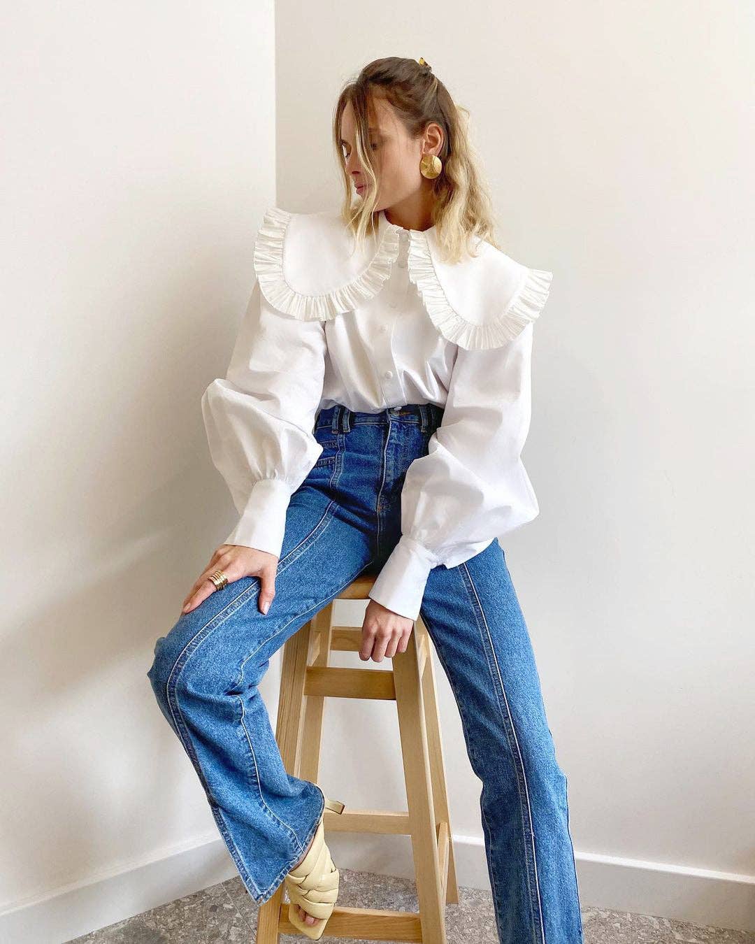 Marayn - Wholesale Button Down Shirt - Women's - French Chic Ruffle Collar Cotton Blouse22