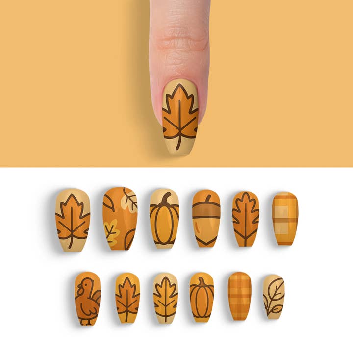 FYNE BODY - Wholesale Press-on/fake nails - Turkey Time Tan Thanksgiving Press-On Nails56