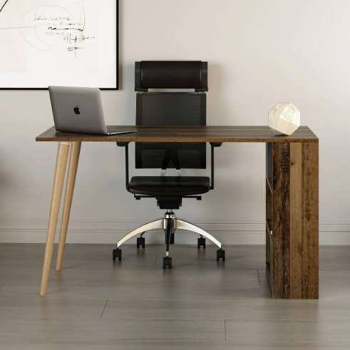 benjashop - Venta al por mayor Estanterías - Escritorio de estudio con estantería - Estilo antiguo/Antracita2