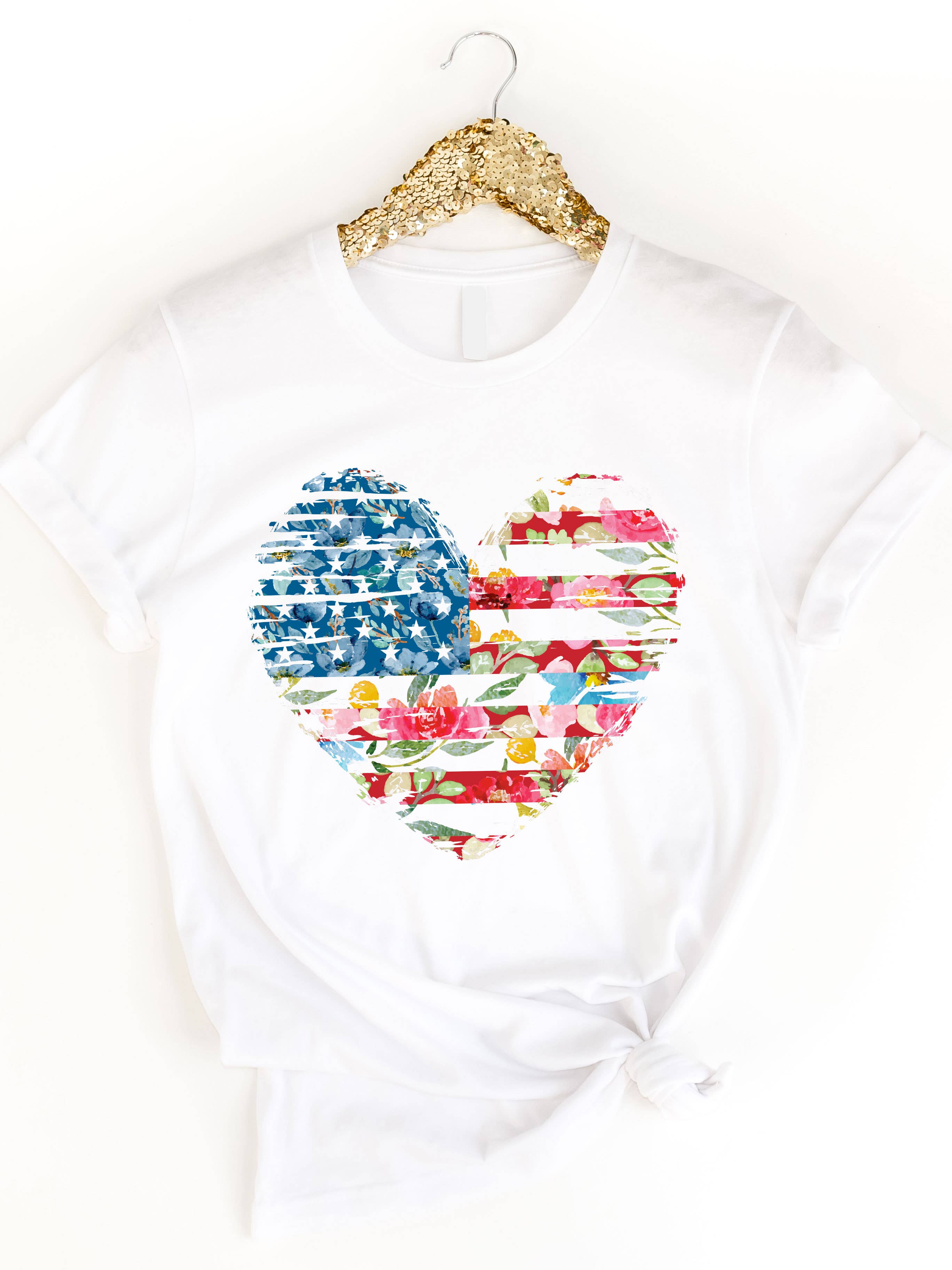 Tickled Teal - Wholesale T-Shirt (Graphic) - Women's - Watercolor Flag Heart Graphic Tee2