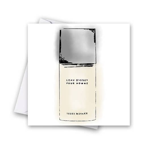 Fragancias masculinas: tarjeta de felicitación Issey Miyake para venta al por mayor de Catherine Loves