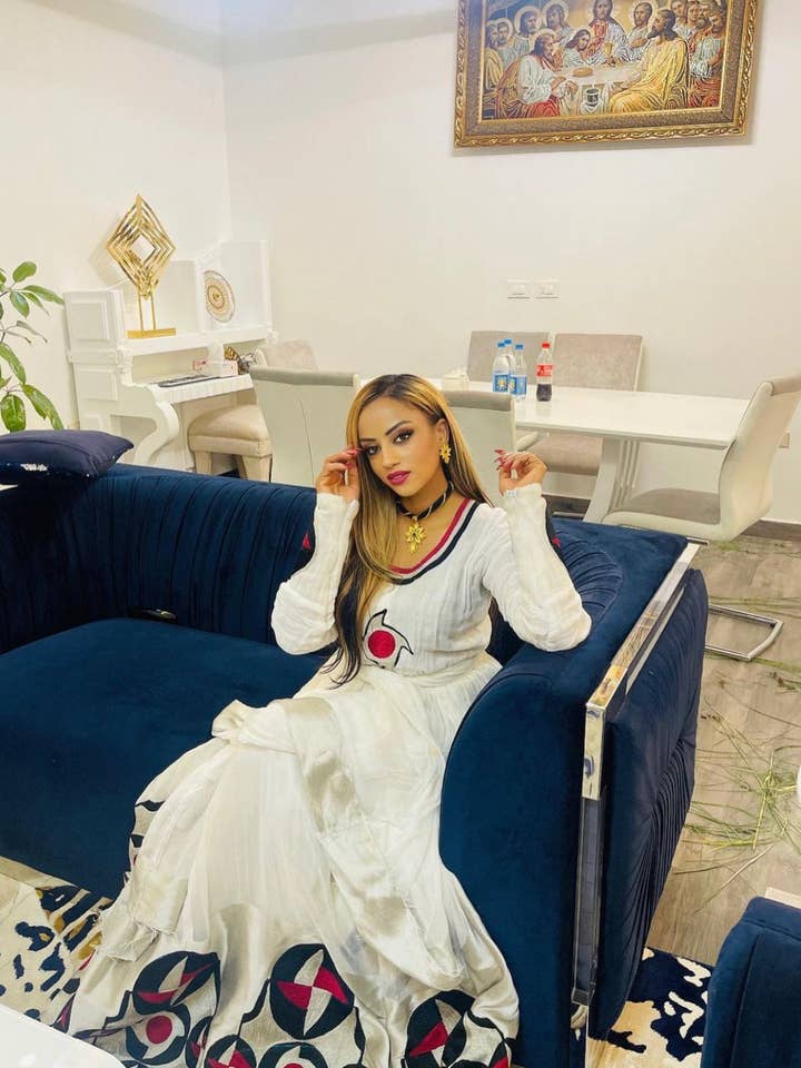 Vestidos Habesha negros y rojos para venta al por mayor de Brhan