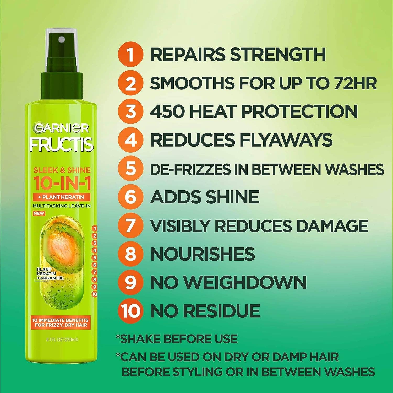 MEHIAZ - Wholesale Hair spray - Garnier Fructis Sleek & Shine 10-in-1 Hair Spray3