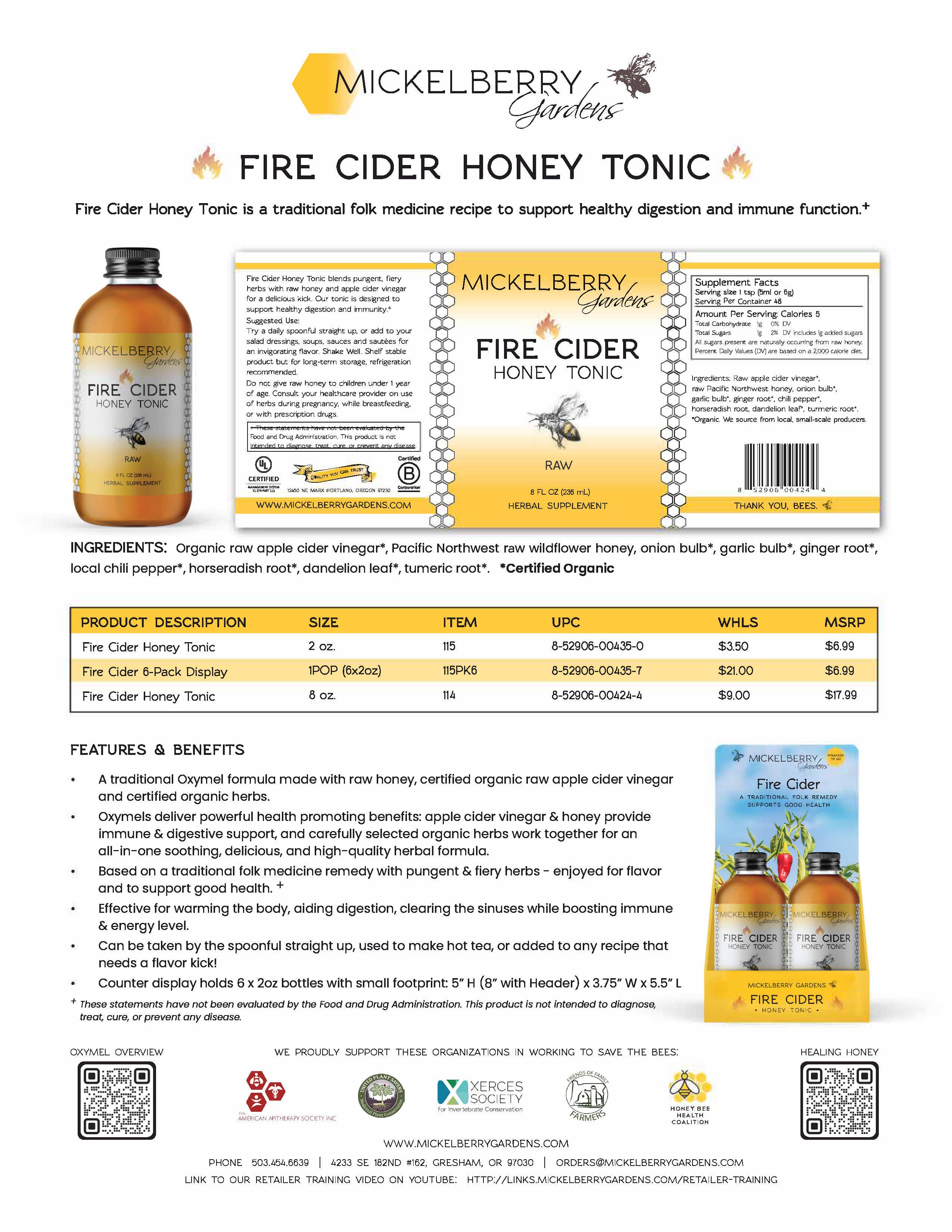 Mickelberry Gardens - Vente Jus bien-être/fortifiants - Tonique au miel et au cidre de feu — stimulant immunitaire11