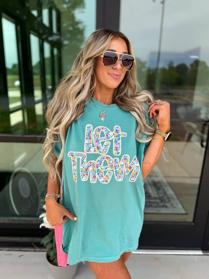 birdie - Wholesale Tunic - Women's - Let Them Floral Seafoam Graphic Tee
