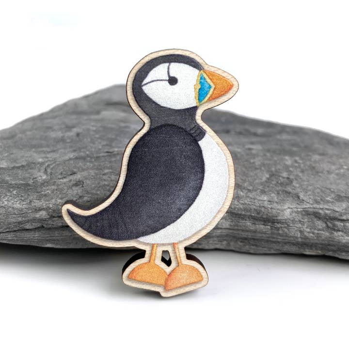 East Neuk Beach Crafts – wholesale Magnet – Puffin Fridge Magnet - Laser Cut Maple Wood - Seaside Gifts