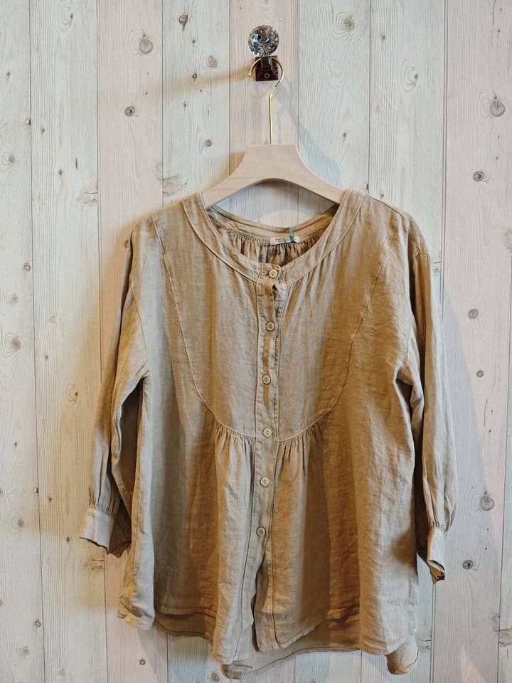 REF 17841 BLOUSE WITH MAO COLLAR 100% LINEN for wholesale by Linen & More