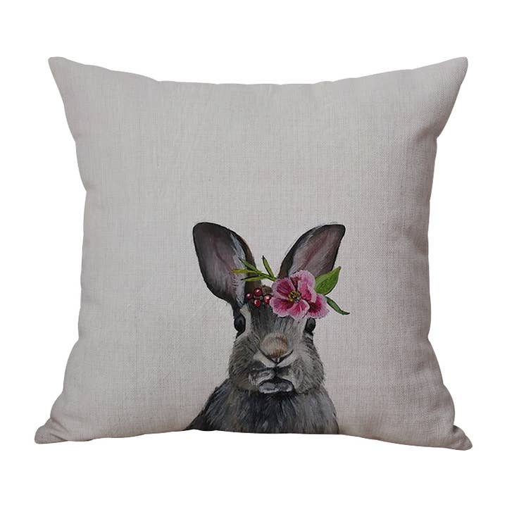 Bunny Blomster Artwork Dekorativ Pude, Pude for engroshandel hos Study Room