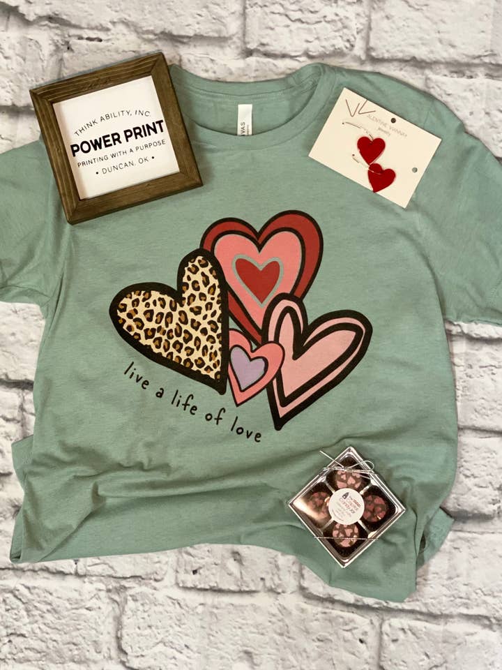 Live a Life of Love - Short Sleeve Tee for wholesale by Think Ability Inc. - Power Print