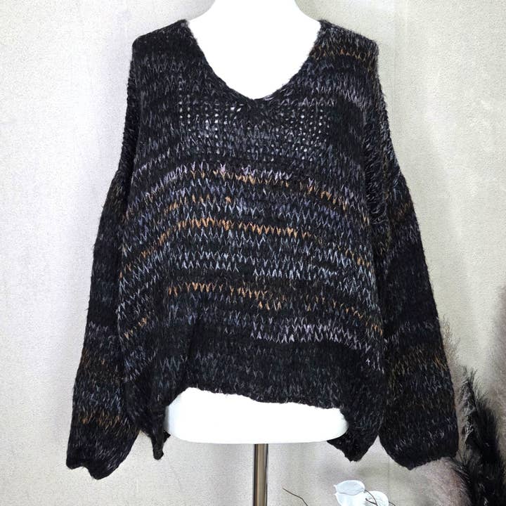 Mørkplettet V-hals jumper (L) for engroshandel hos Tempest Designs