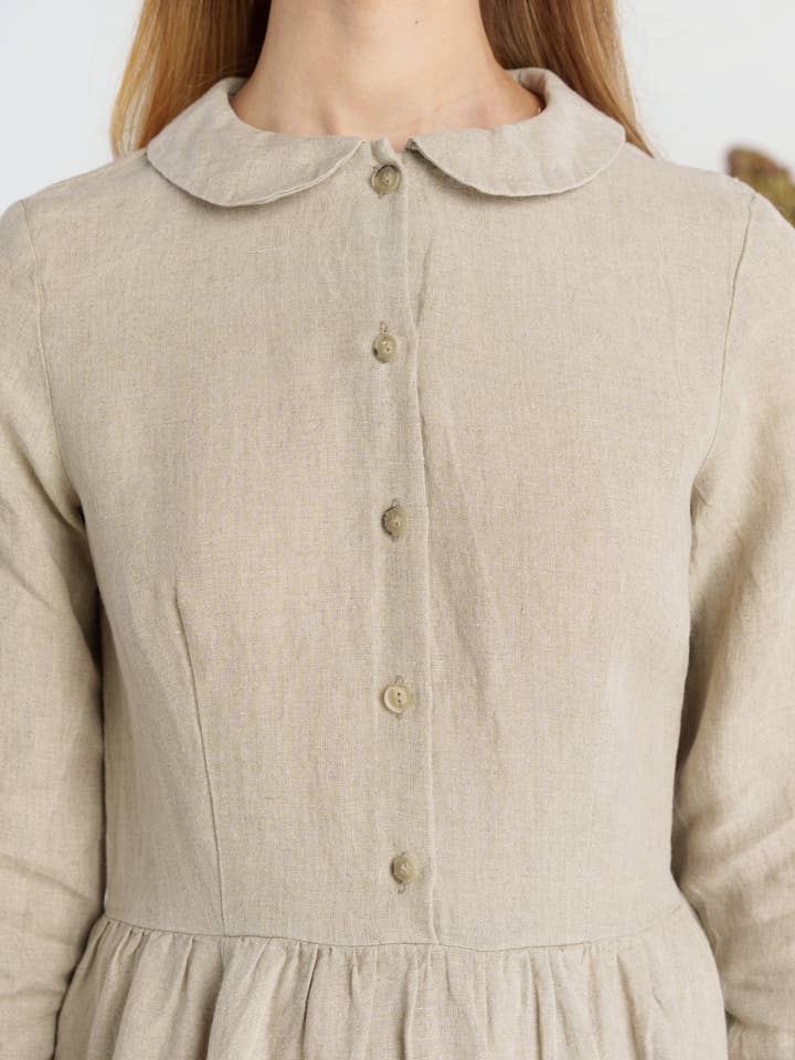 Night Garden Classic – Midi Linen Dress with Peter Pan Collar for wholesale on Faire41