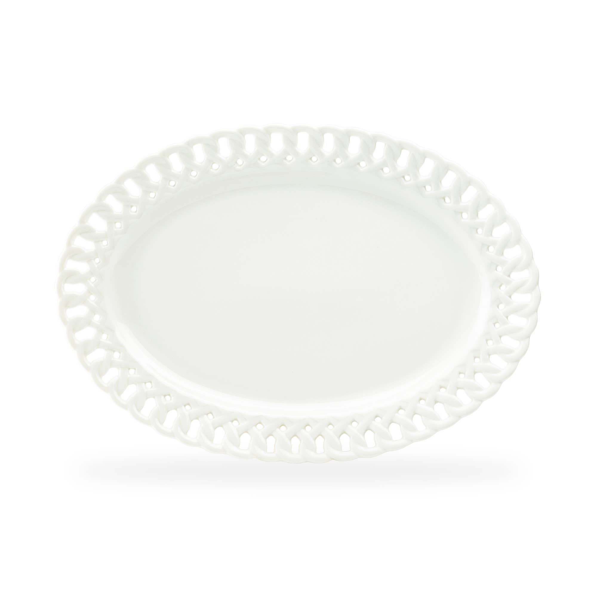 Grace Teaware - Vente Plateaux - Plat de service ovale en porcelaine fine White Heirloom de 14,25 po1