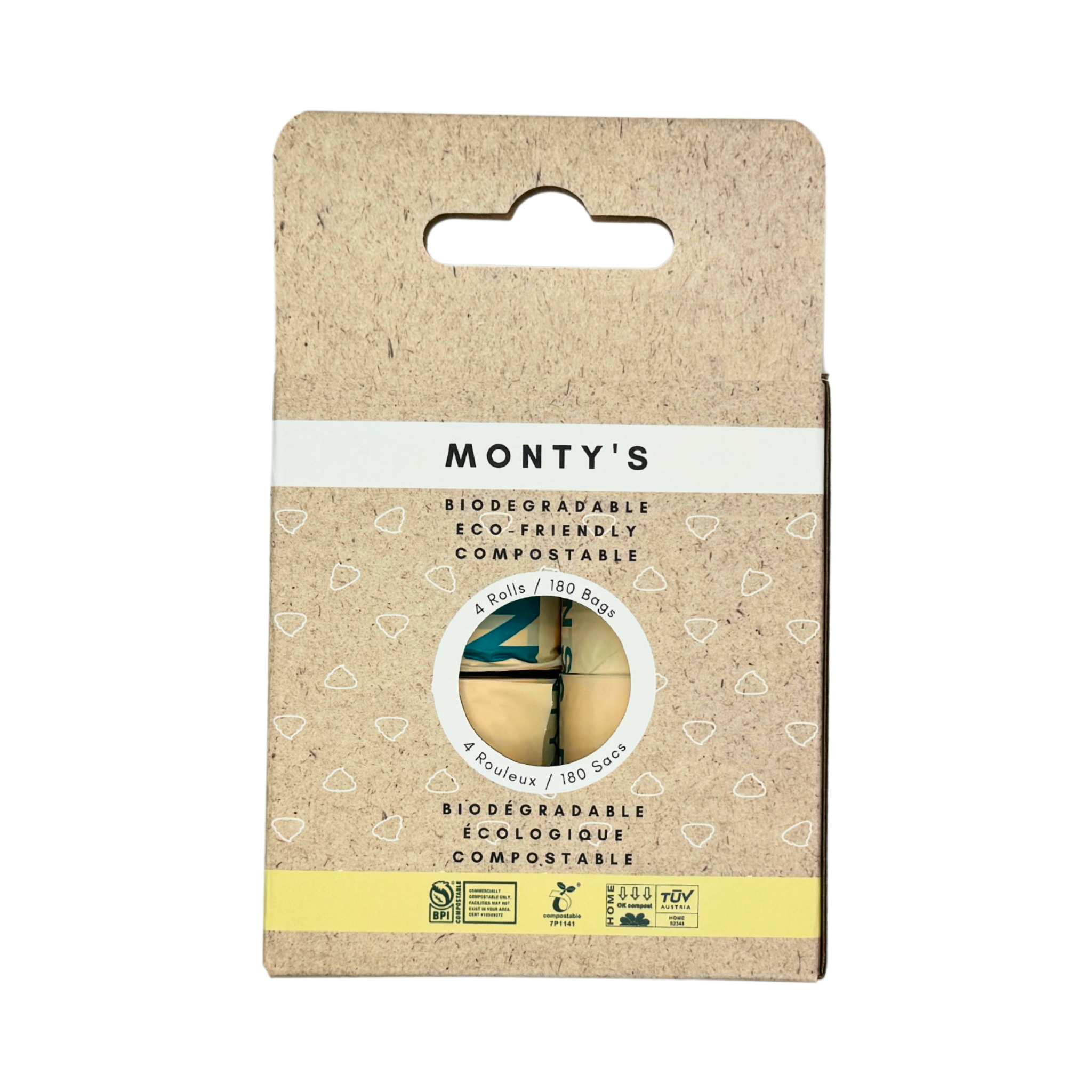 Monty's Bags – wholesale Pet poo bag – Compostable Cornstarch Poop Bags - 9 x 13" - Triples Rolls 18