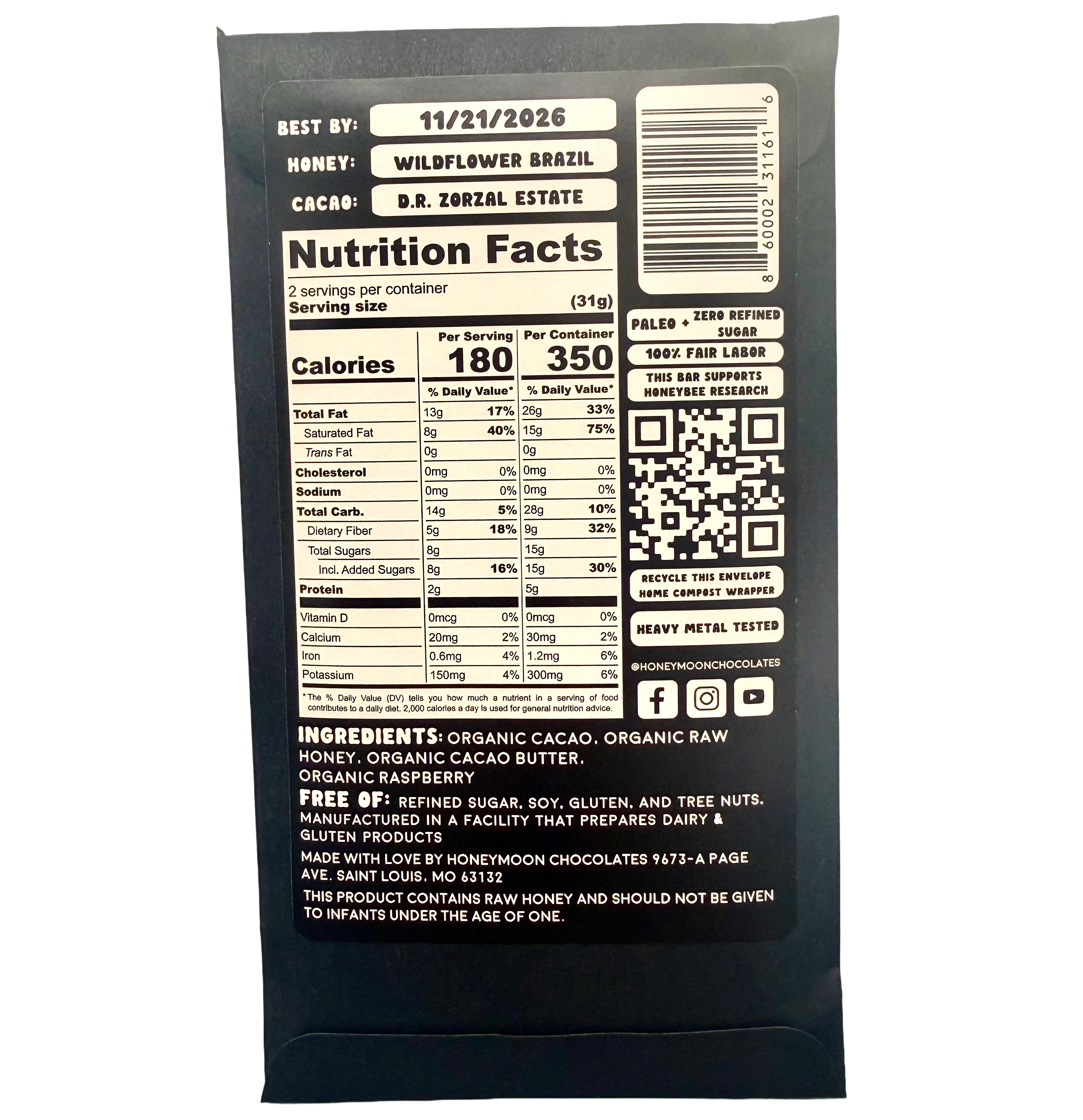 Honeymoon Chocolates – Großhandel Schokoriegel – Dunkle Schokolade mit Himbeere1