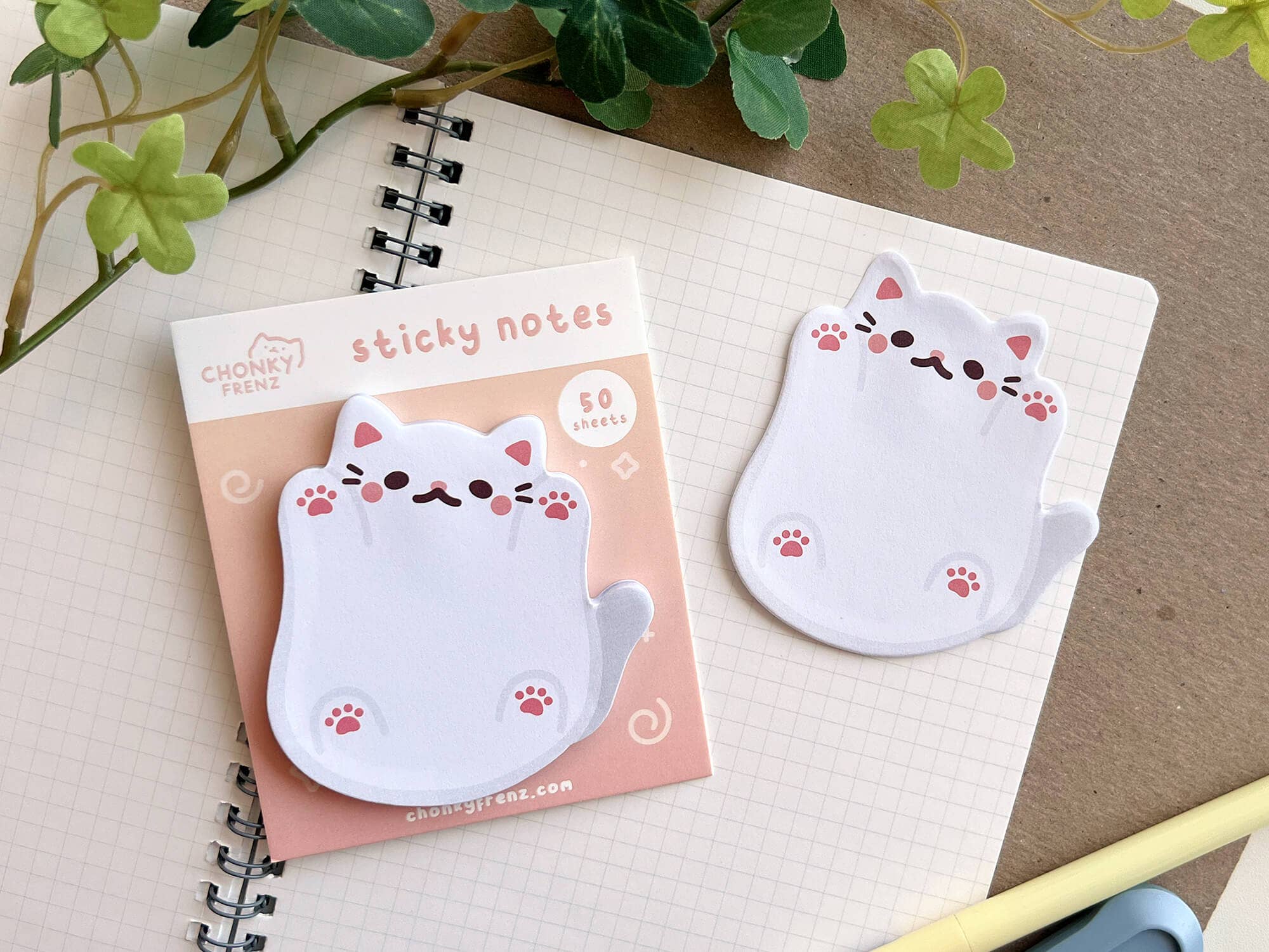 Chonky Frenz - Wholesale Sticky Notes - Playful Kitty Die-Cut Sticky Notes1