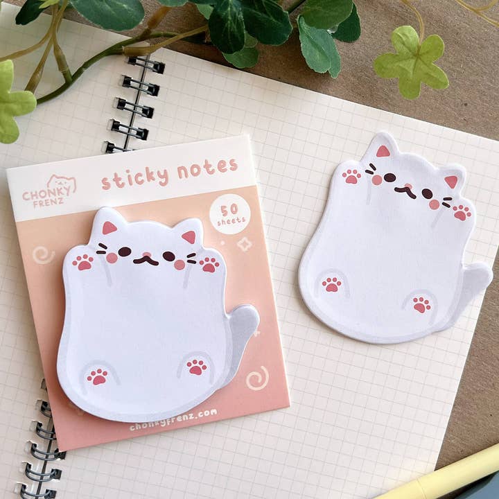 Chonky Frenz - Vente Notes autocollantes/post-it - Notes adhésives découpées en forme de chaton espiègle1