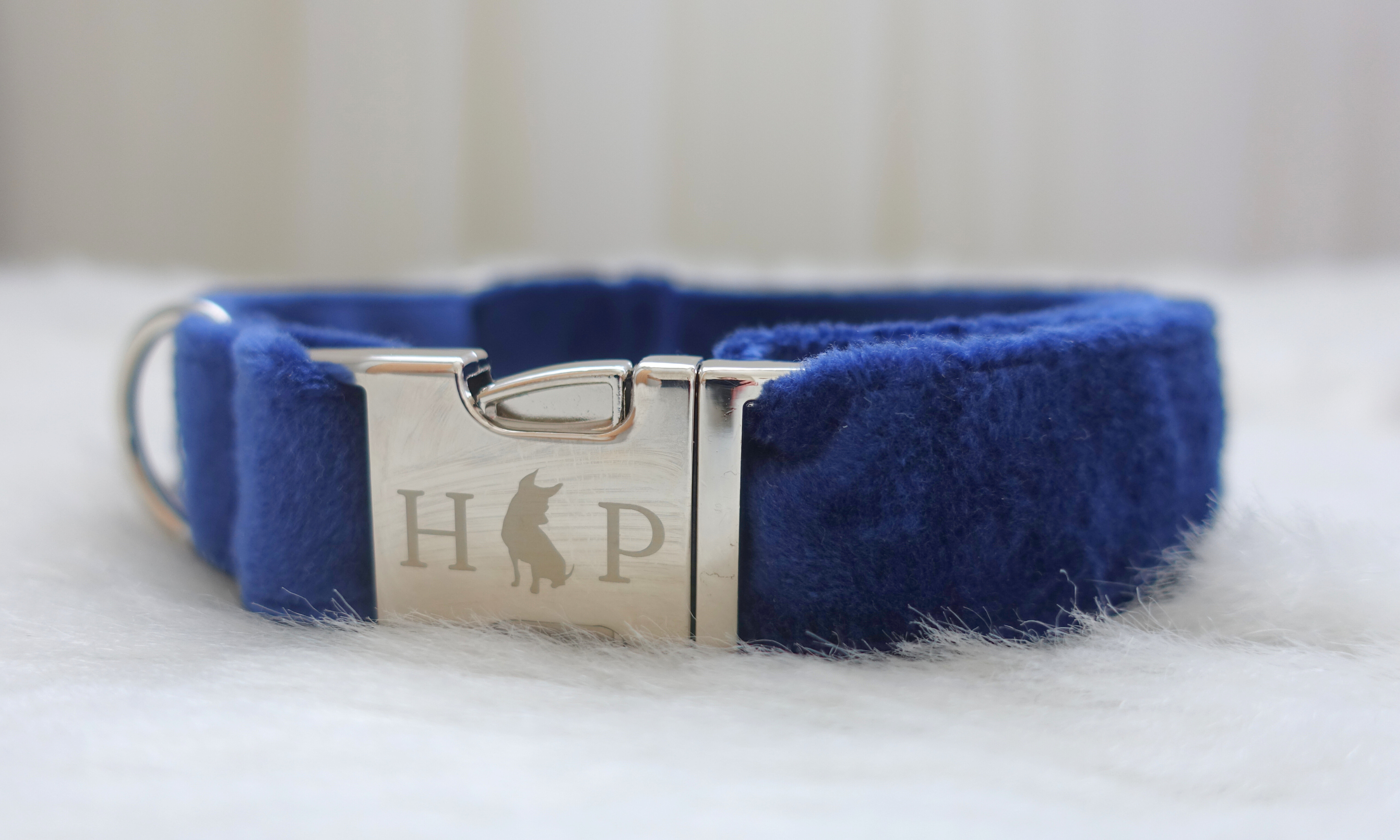 Hillfoot & Paws – wholesale Pet collar – Dog – Handcrafted Luxury Velvet Dog Collar - Blue0