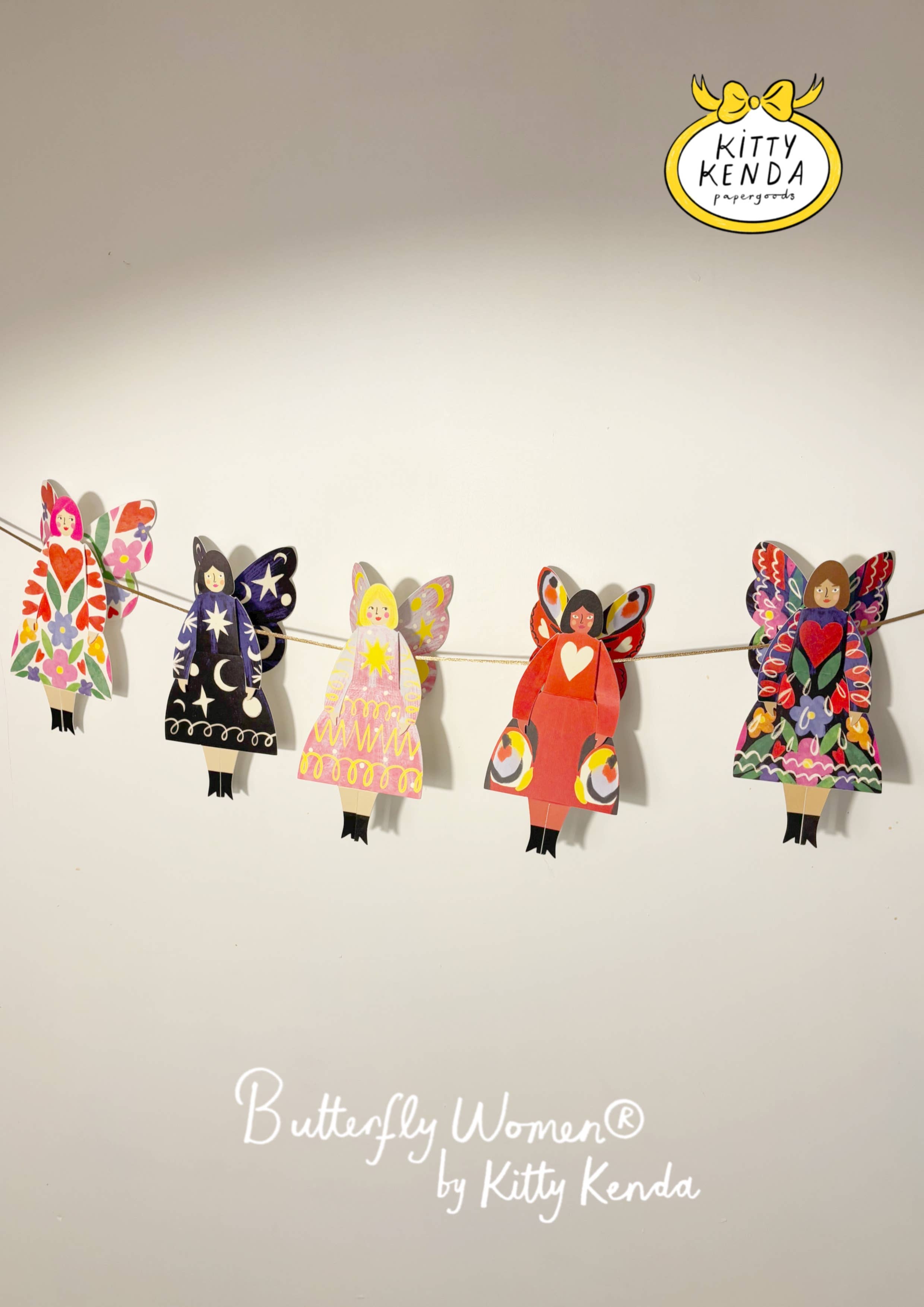 Kitty Kenda Papergoods - Wholesale Everyday Greeting Card - Butterfly Woman Sitting Greeting Card - Stardust3