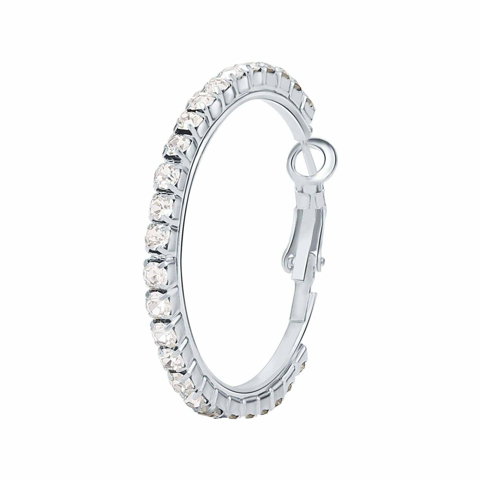 Diacly - Wholesale Hoop Earrings - 35mm Basic Sparkle Rhinestone Hoop Earrings1