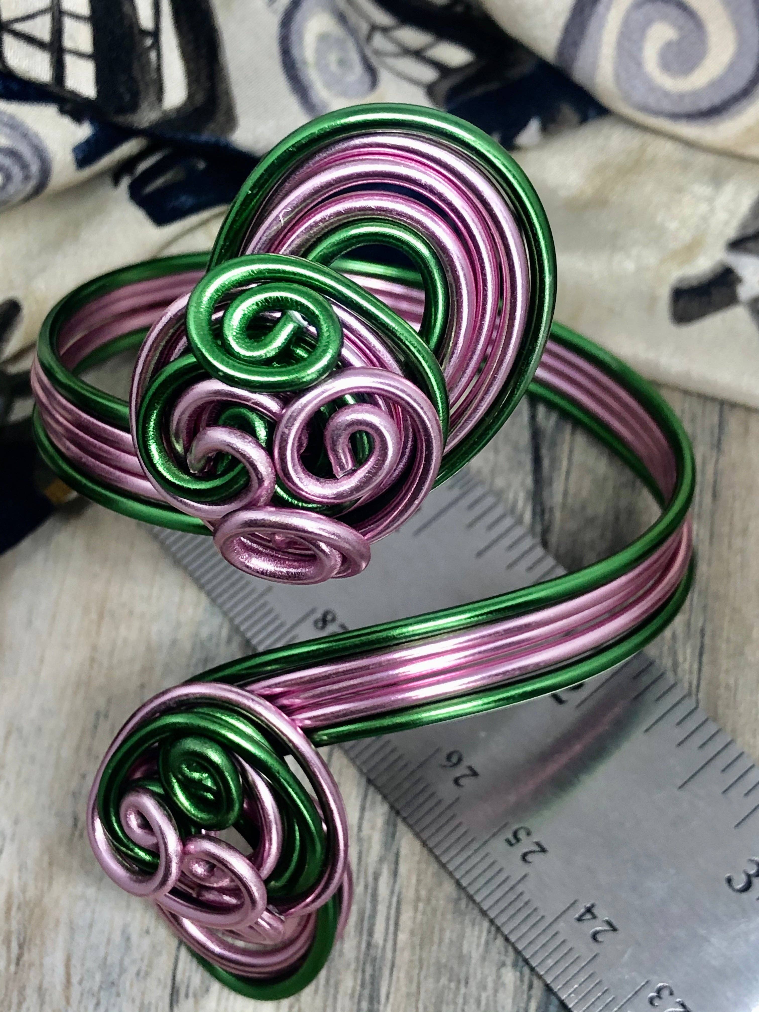 Jewelry With Me - Wholesale Cuff Bracelet - AKA Pink and Green Aluminum Cuff Bracelet3