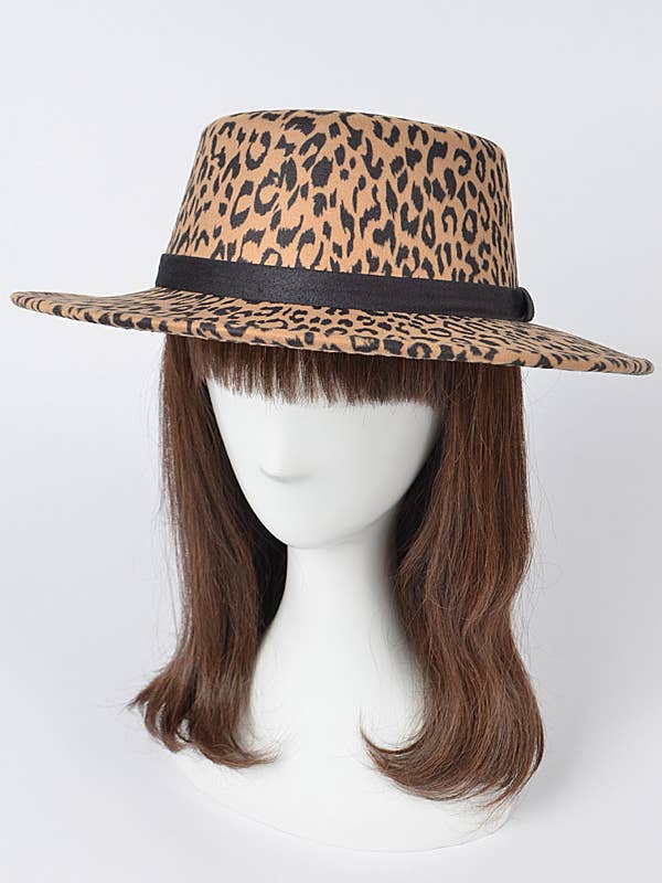 Flache Fedora mit Leopardenmuster für den Großhandel von Shop Neighbors