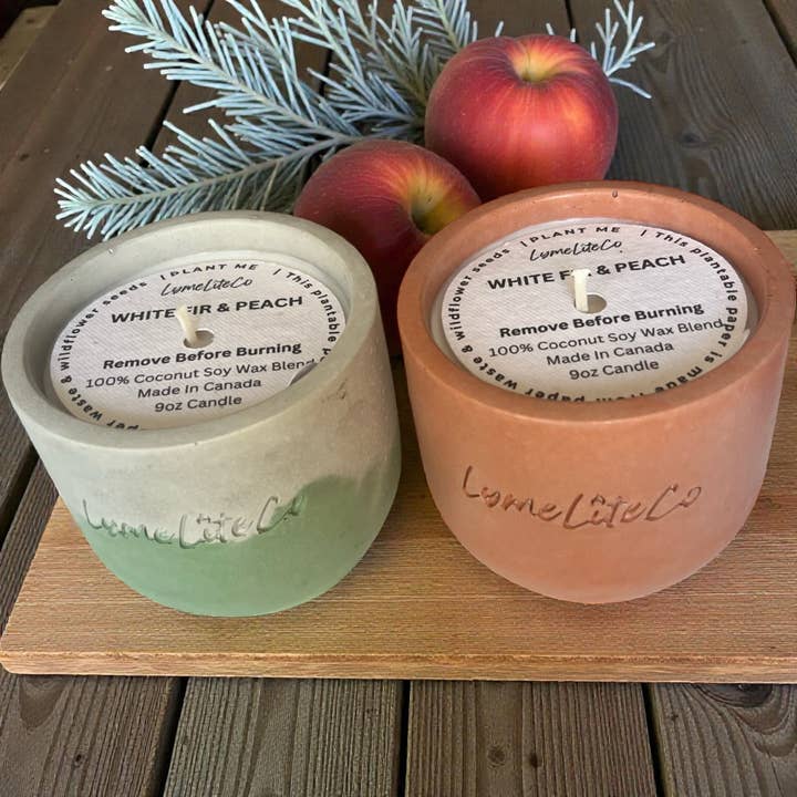 Abete Bianco & Pesca | Candela di Lusso in Cemento Fatta a Mano | 9oz per la vendita all'ingrosso da parte di Lymeliteco