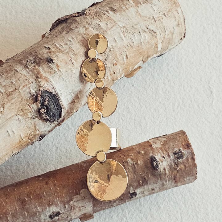 Bisjoux - Vente Anneau/bague à empiler - Bague en laiton martelée nombreux cercles cercle fait main7