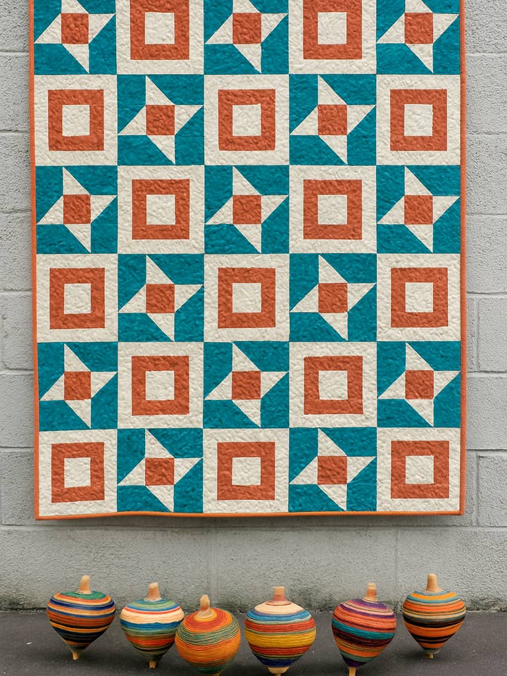 Spinframe Pattern, Modern Geometric Throw Quilt Pattern, for wholesale by HBL Designs/Handwoven By Leah