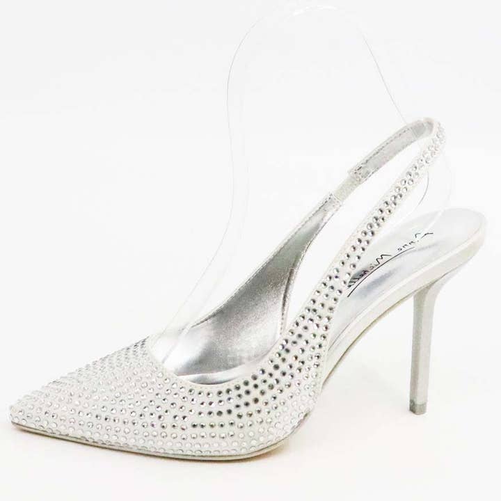 Mars Sky Shoes Wholesale - Wholesale High Heels - Women's - Anne Michelle FLORA-13 Pointy Toe Rhinestone Slingback Pumps