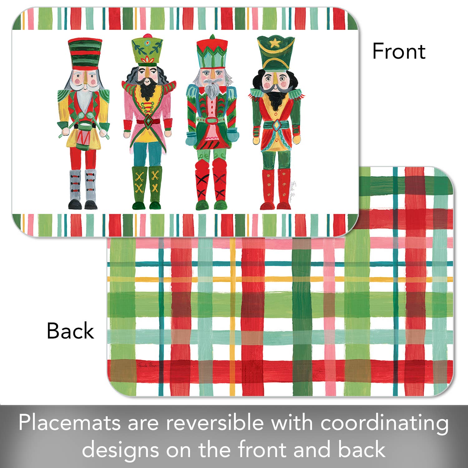 CounterArt/Highland Home/Thirstystone - Wholesale Placemat - "Holiday Nutcrackers" Reversible Plastic Placemat2