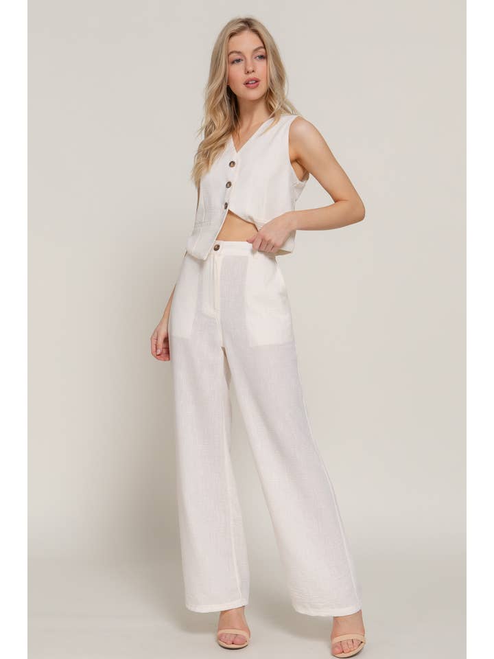 Active Basic | Active USA - Wholesale Pants - Women's - Straight Woven Linen Effect Long Pants2