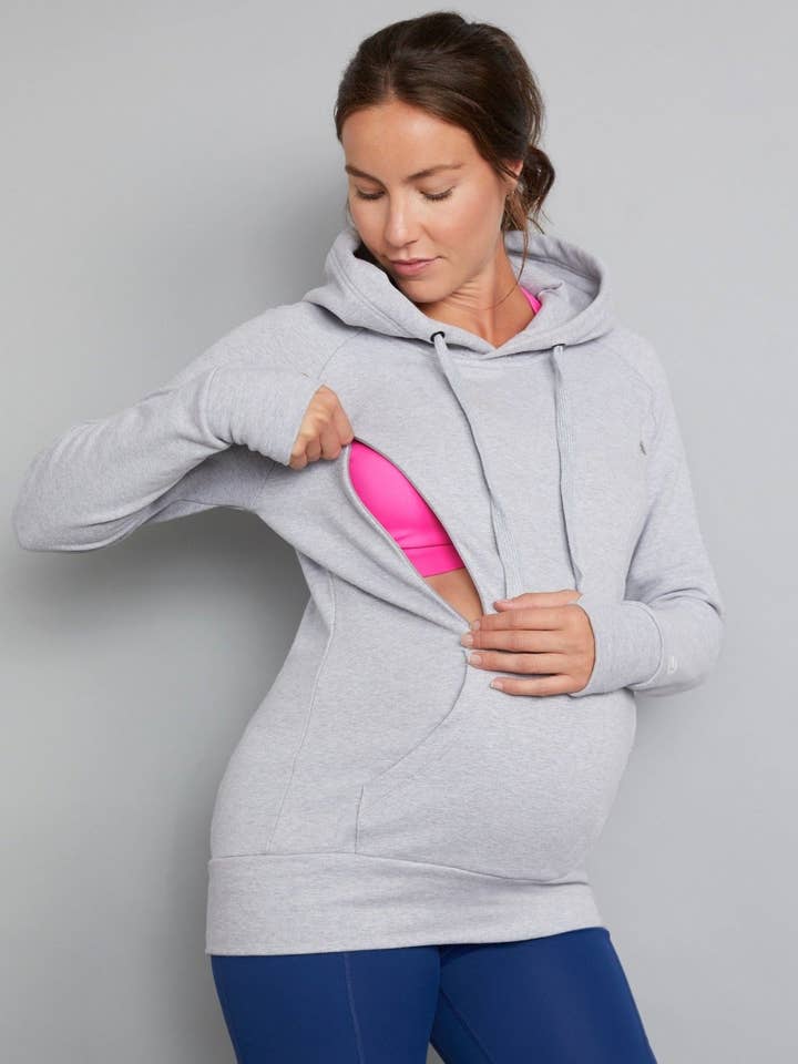 Breastfeeding, Nursing & Maternity Hoodie - Soft Grey for wholesale by Natal Active