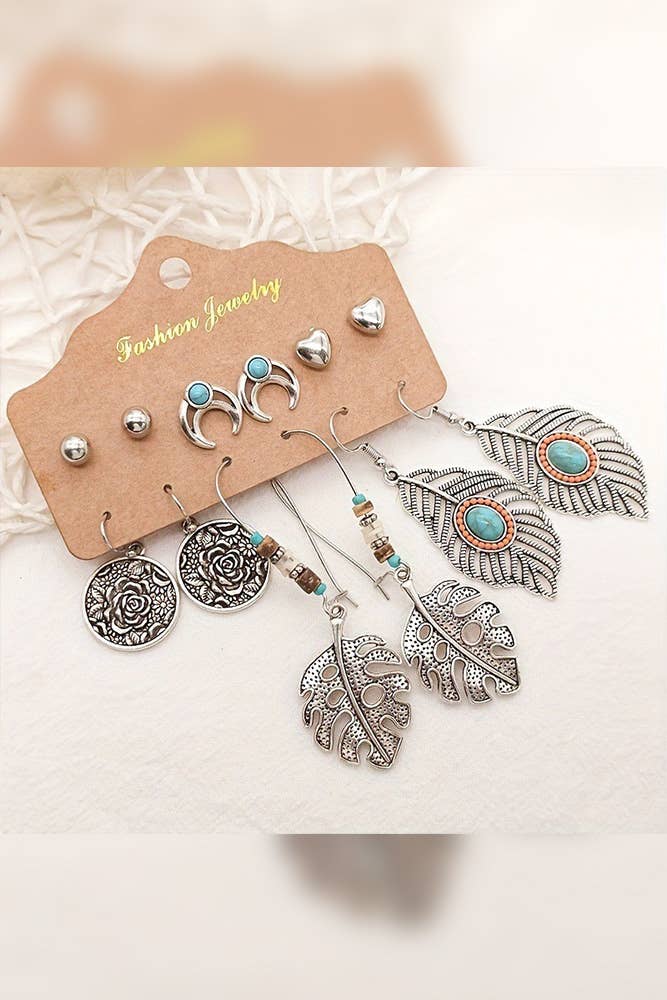 UNISHE - Wholesale Oorbellen met tunnel/plug - Bohemia Turkoois oorbellenset HH0673