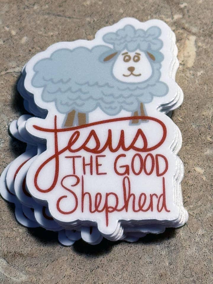 Jesus the Good Shepherd, Christian Water Bottle Stickers for wholesale by Beth Ann Erickson Designs