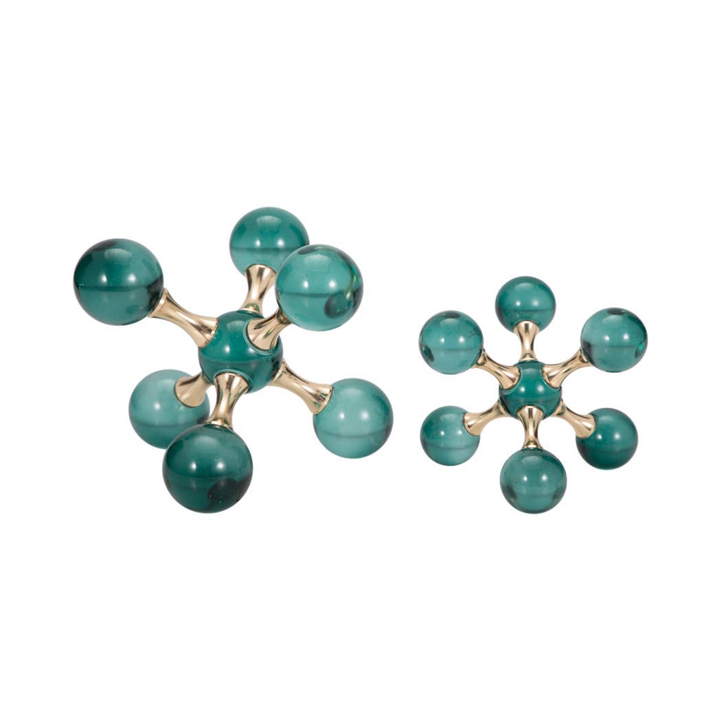 Sagebrook Home - Wholesale Bookend - Bookends Set of 2 - Green Crystal/Metal Jack, 7 in.7