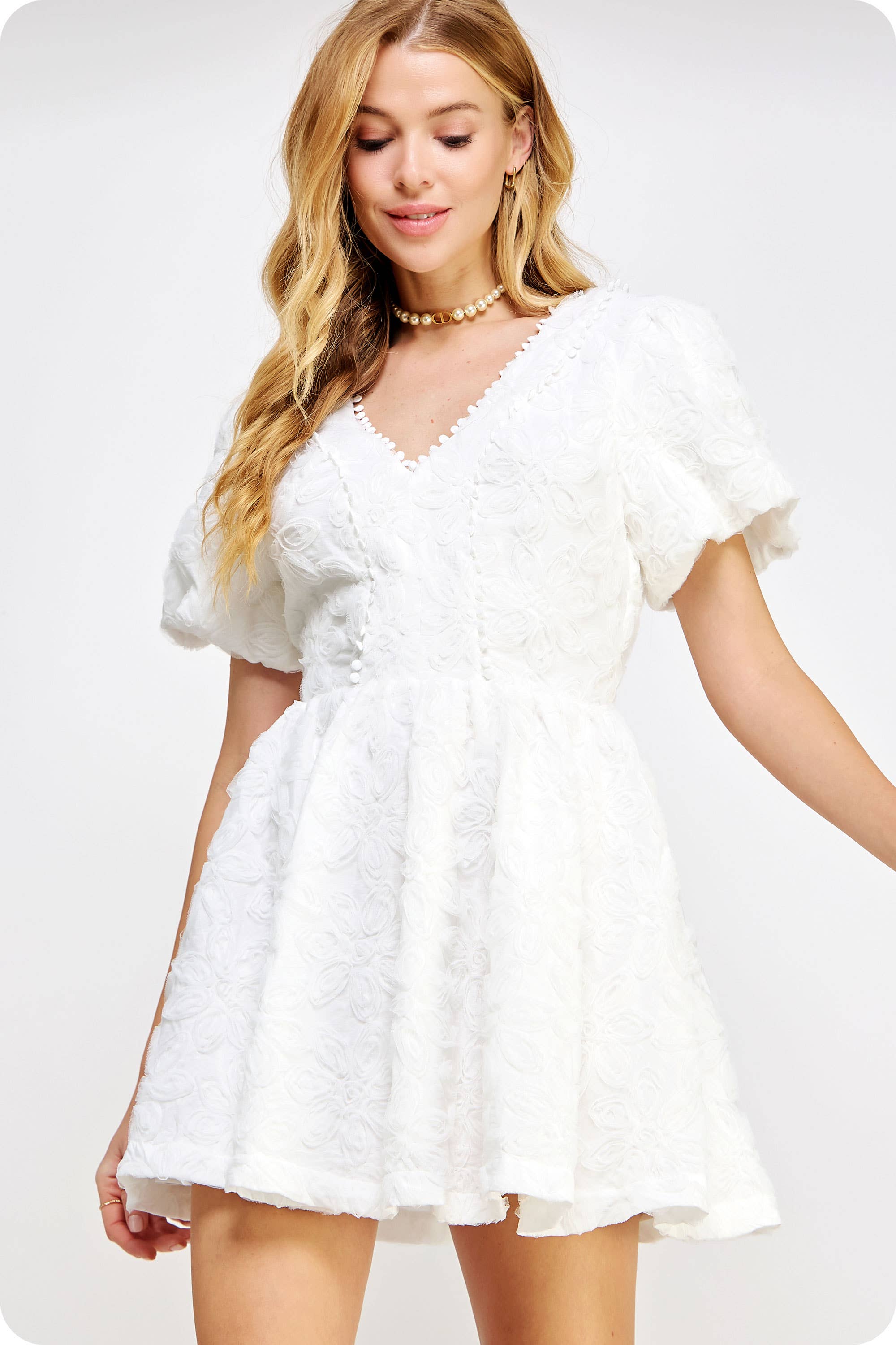 Strut & Bolt - Wholesale Dress - Women's - Floral Textured Tulle Mini Dress16