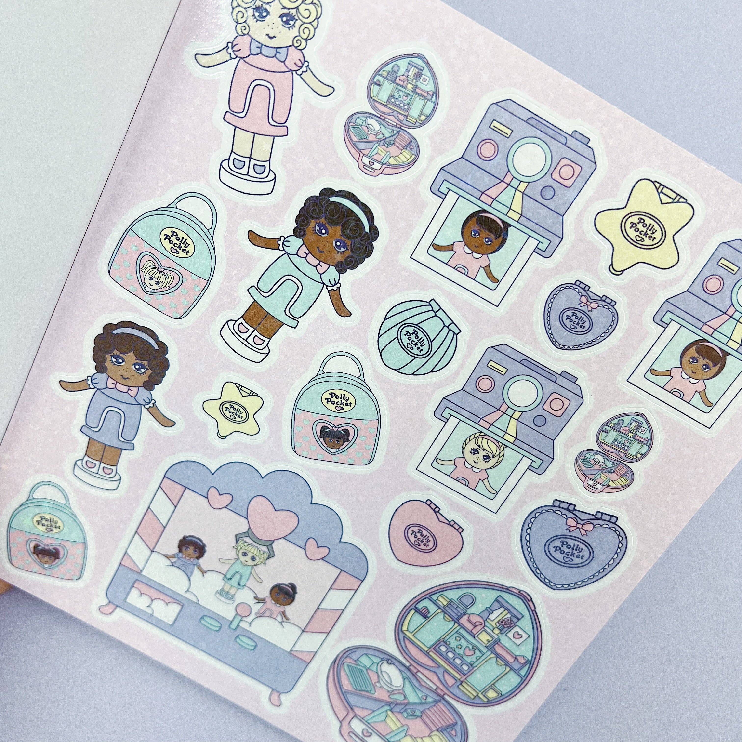The HoneyBShop - Wholesale Sticker - Polly Pocket Sticker Book | Matte Sticker Paper | 10 Pages | Holographic Foiled10