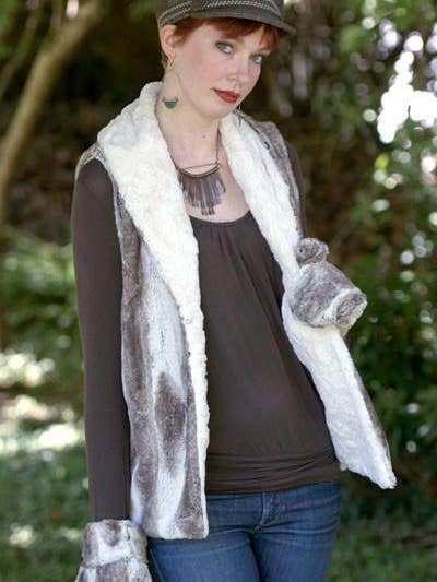 SHAWL COLLAR VEST - LONG ASSORTED FAUX FURS for wholesale by PANDEMONIUM