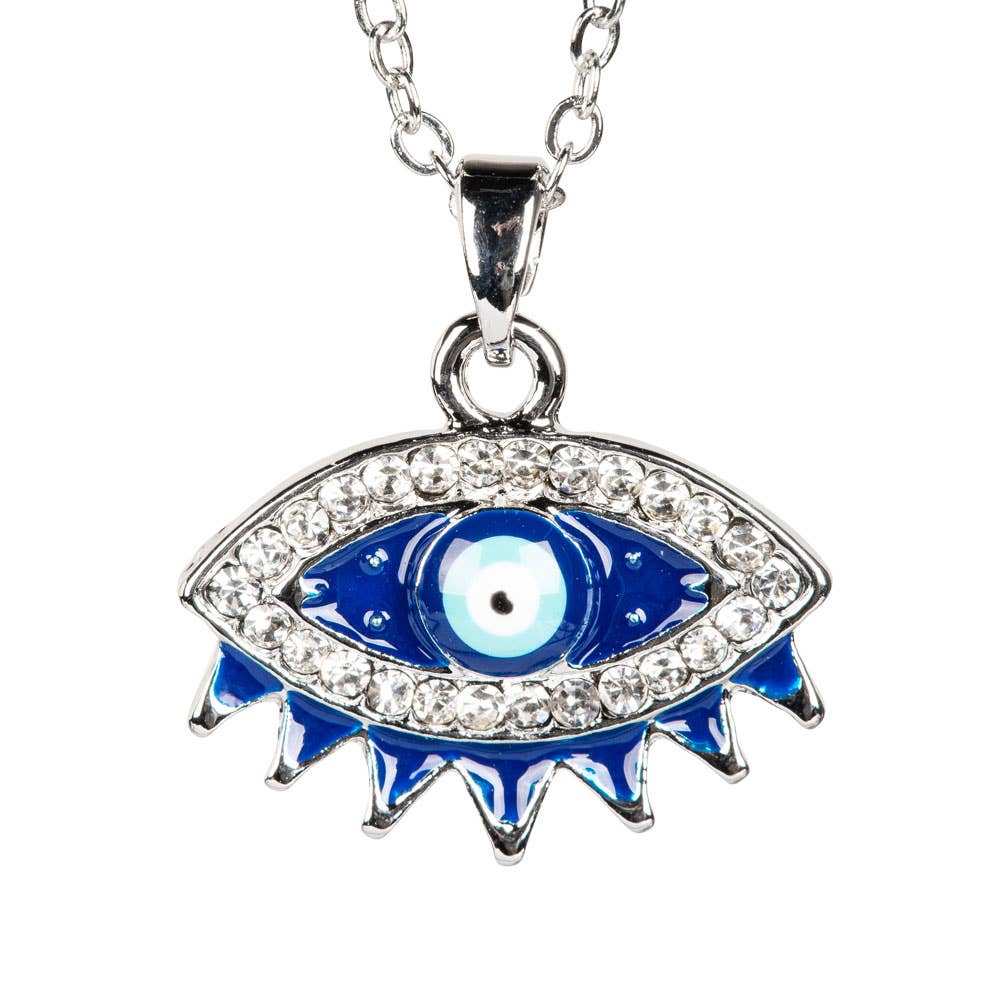 Benjamin International - Venta al por mayor Collares con colgantes/abalorios - COLLAR DE PLATA CON FORMA DE OJO MALIGNO CON STRASS0