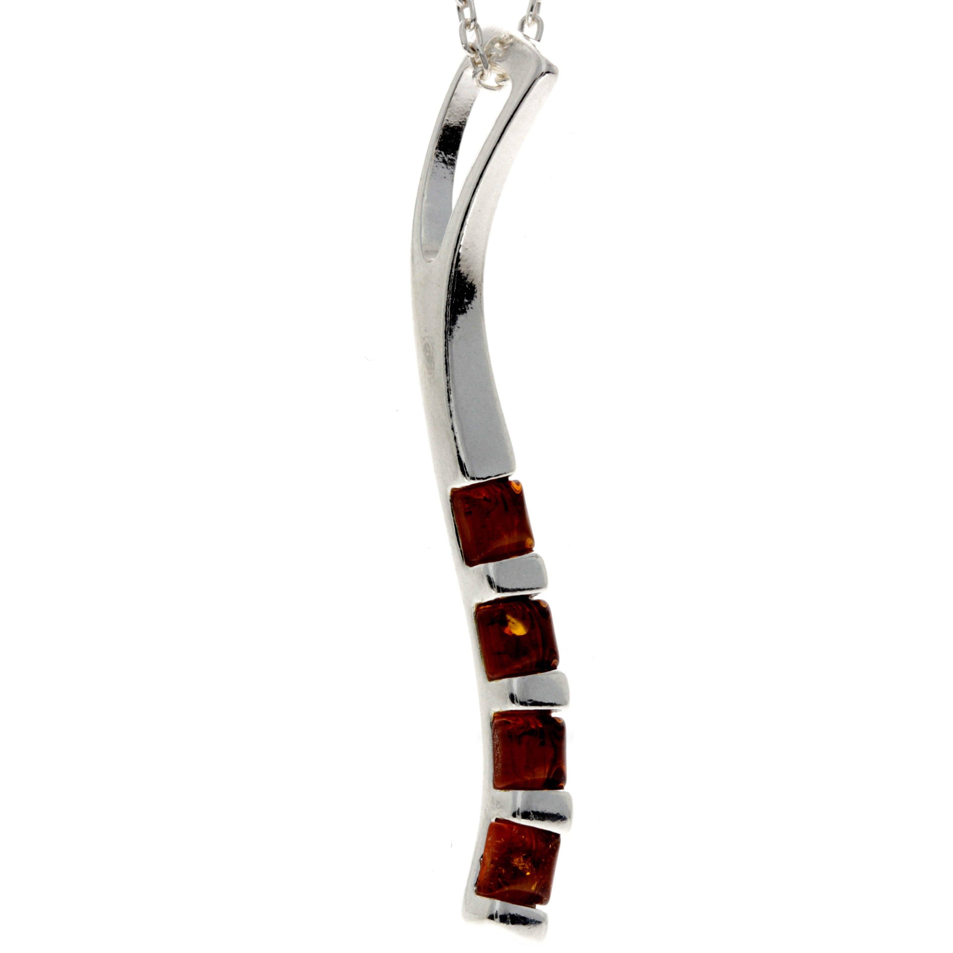 SilverAmber Jewellery - Vendita all'ingrosso Collana con ciondolo/pendaglio - Ciondolo dal design moderno in argento Sterling 925 e ambra baltica - GL20210