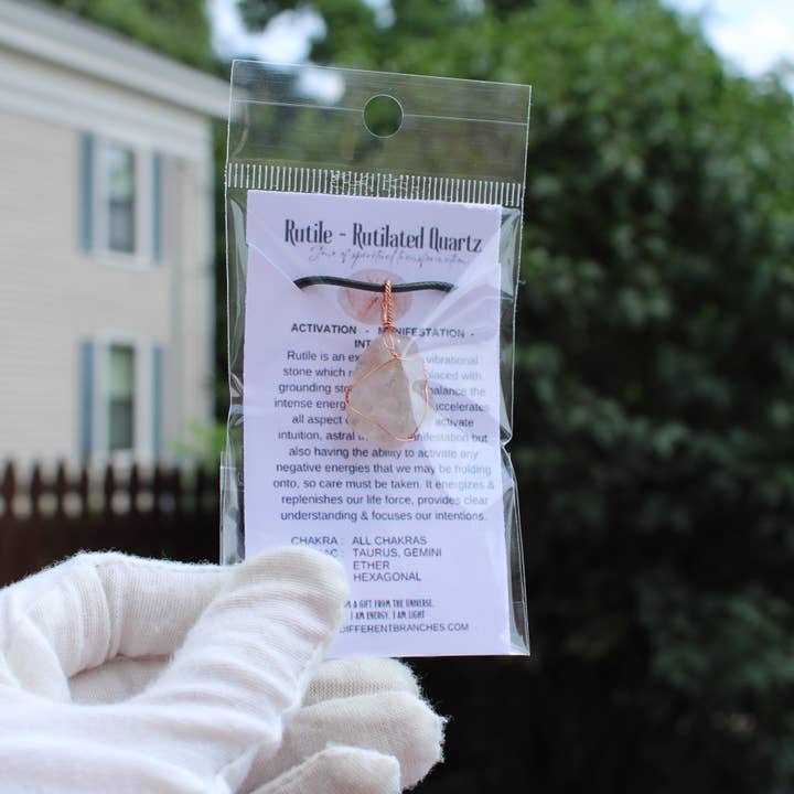 Different Branches - Wholesale Pendant/Charm Necklace - Rutile Quartz Gemstone Necklace with Crystal Meaning Cards2