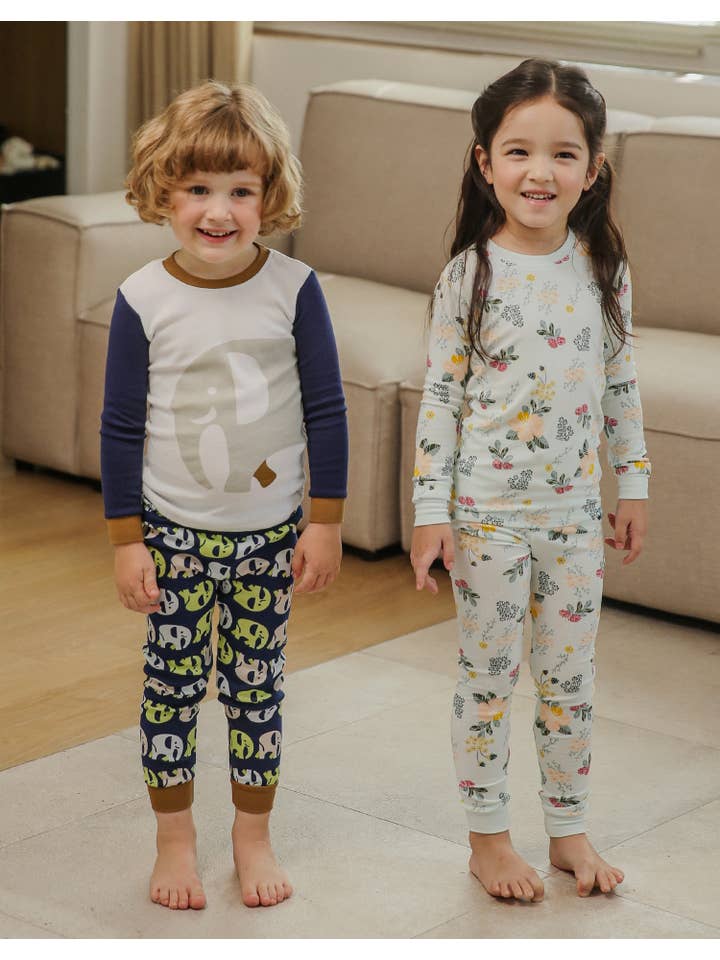 Modal Mint Garden Girls Long Sleeve PJs-C for wholesale on Faire2