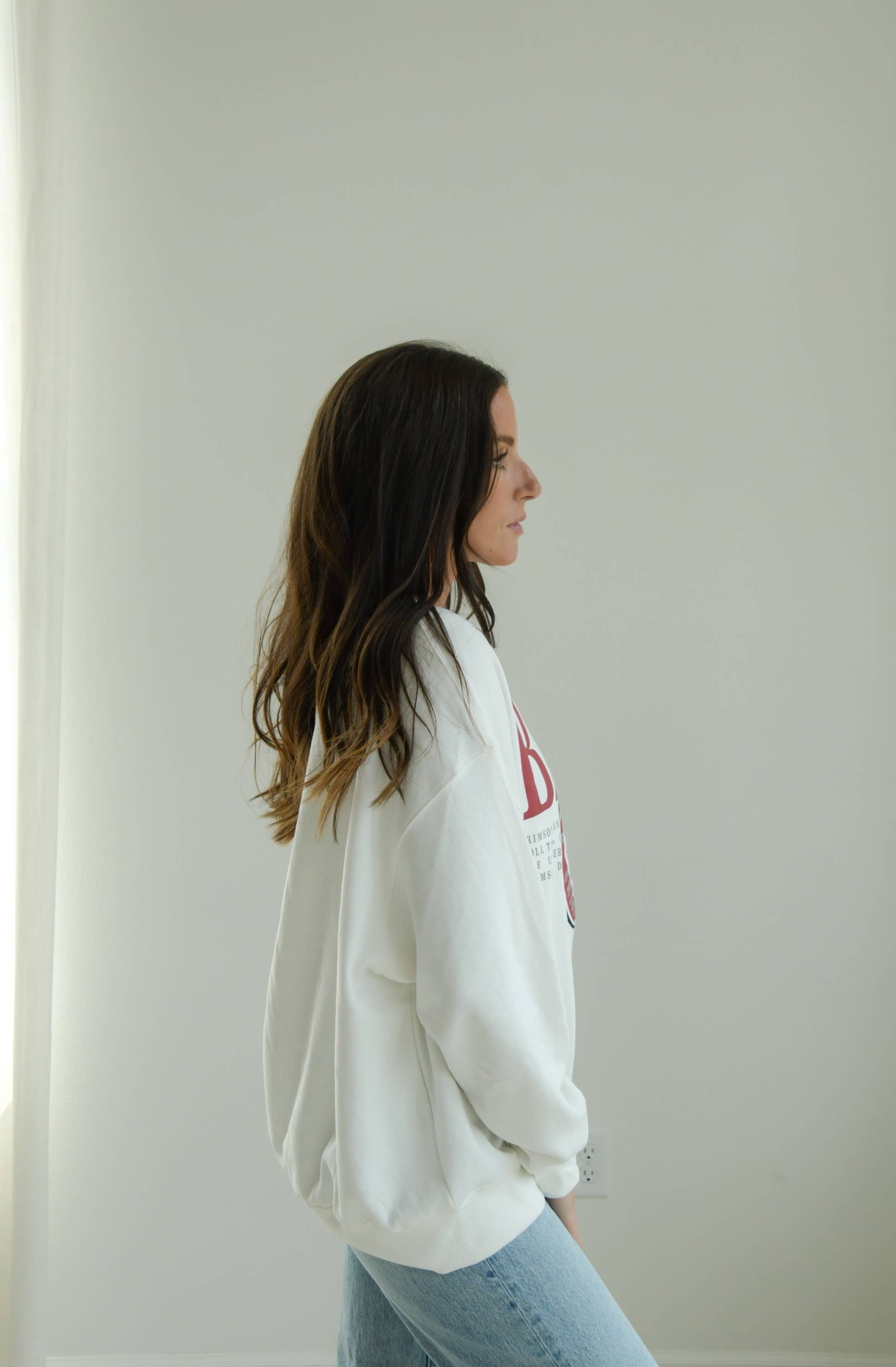 WHITE Alabama Guccio Multimedia OS Fleece Crew for wholesale on Faire1