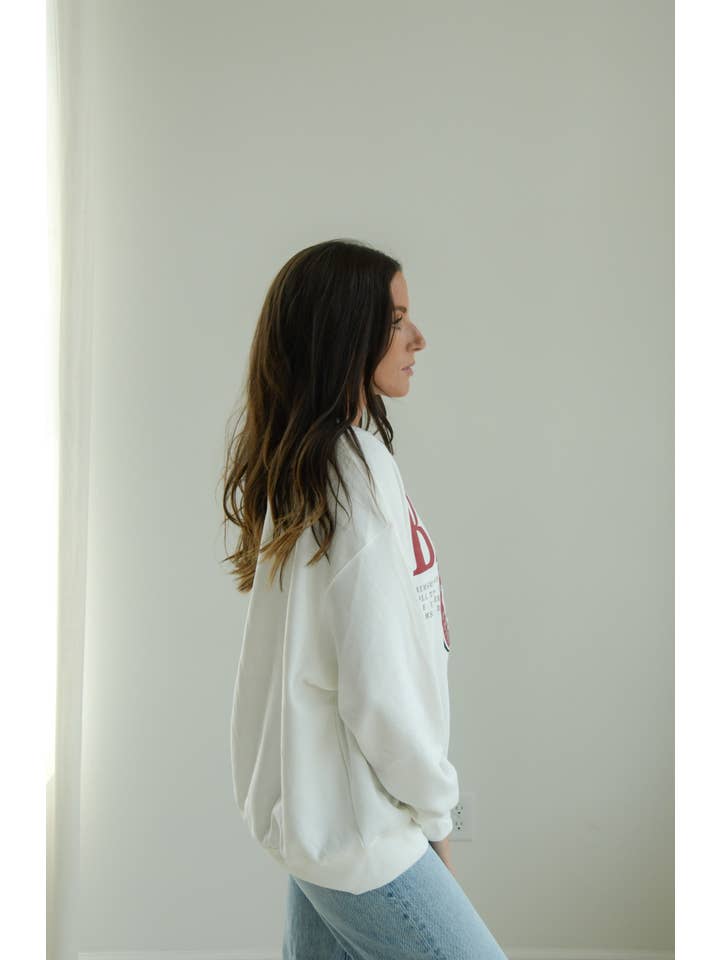 WHITE Alabama Guccio Multimedia OS Fleece Crew for wholesale on Faire1