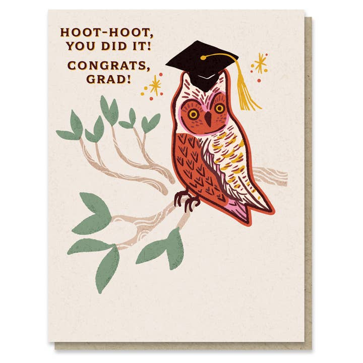 Owl Graduation Card for wholesale by Paper Parasol Press