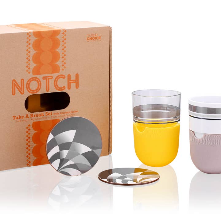 Notch Take A Break Ensemble tasse et verre Beige, Set de petit-déjeuner pour la vente par Silly Design