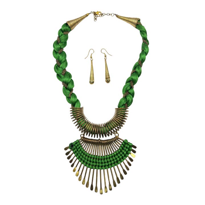 Gold Plated Brass Fringe Statement Necklace Set & Earrings and other Purchase Wholesale silver statement necklaces. Free Returns & Net 60 Terms on Faire trending on Faire.
