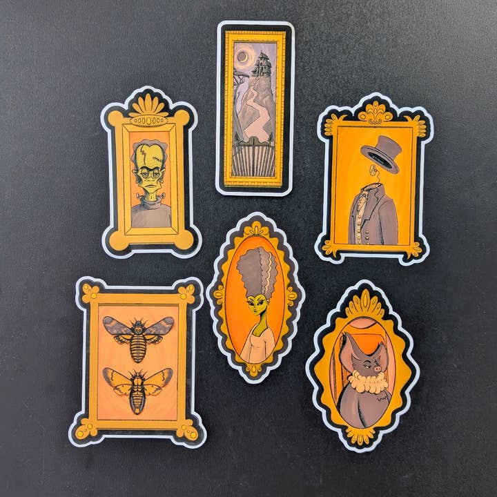 Gothic Gallery Wall Vinyl Stickers of Monsters and Vignettes for wholesale by Ham Eye Am